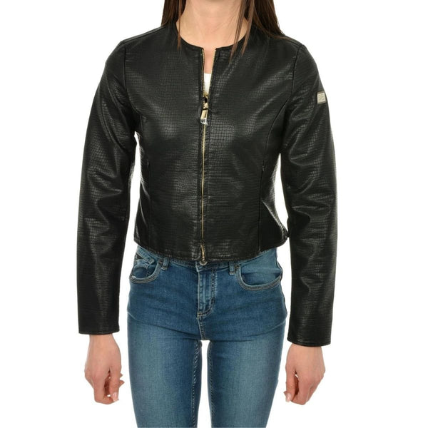 Giubbino Donna in ecopelle con inserto pieghe Nero YESZEE- Francavilla Moda